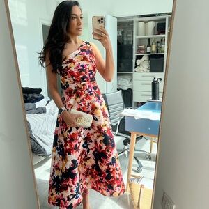 Badgley Mischka Multicolor Floral One-Shoulder Dress